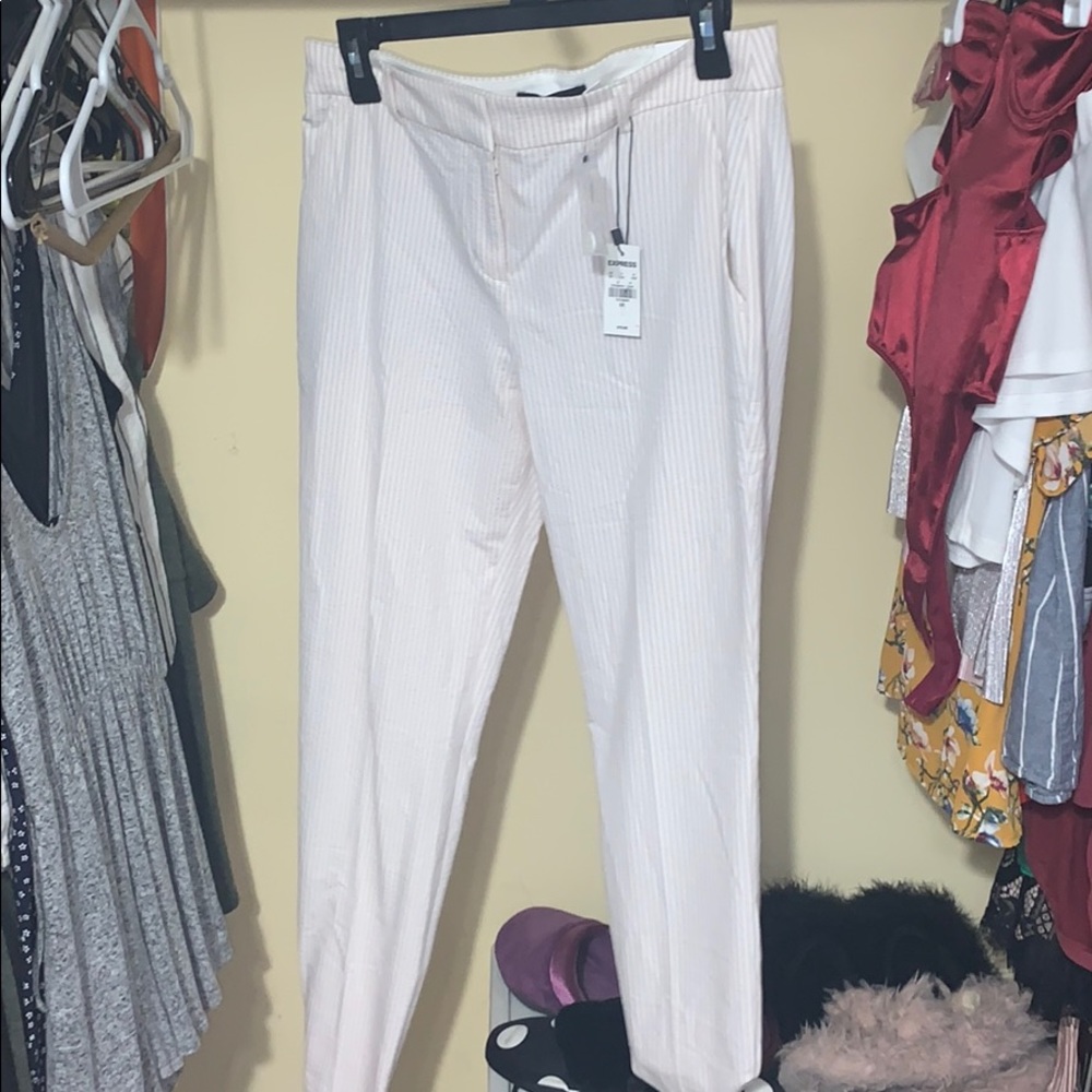 Pink striped columnists ankle mid rise pants!